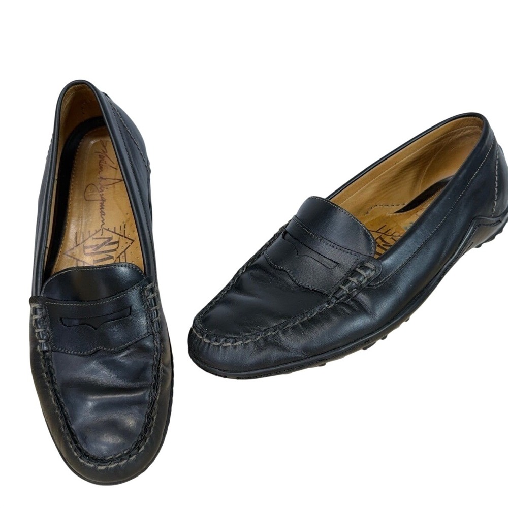 Martin Dingman Mens Loafers Black Leather Penny Driving‎ Shoes Size 8.5M